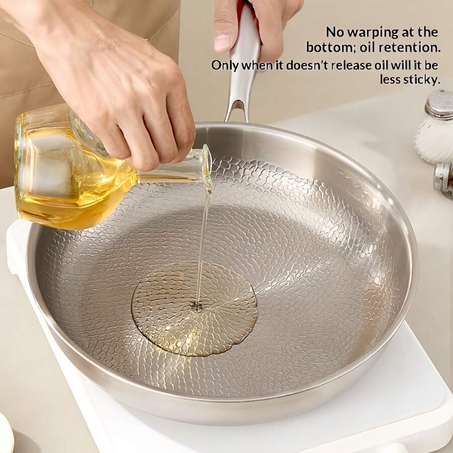 Non-Stick Titanium Coated Flat Bottom Pan, Heavy Duty Hammered Titanium Frying Pan For Home Use