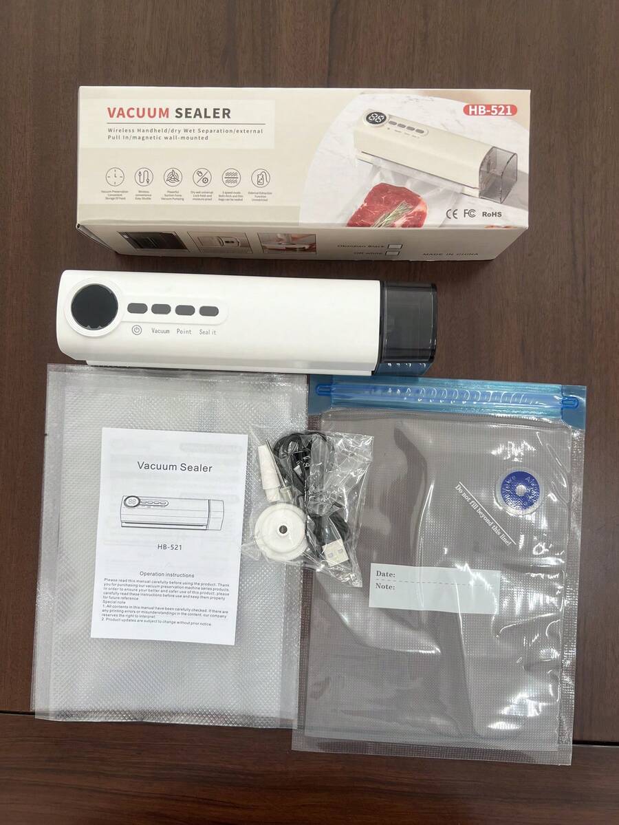 1pc 62KPa Wireless Vacuum Sealer, USB 1200mAh Rechargeable Automatic Airtight Food Vacuum Sealer With Magnetic Design, High Suction Vacuum Sealer - Easy Food Preservation, Extend Freshness - Wireless Design, Space-Saving, Convenient For Home Use