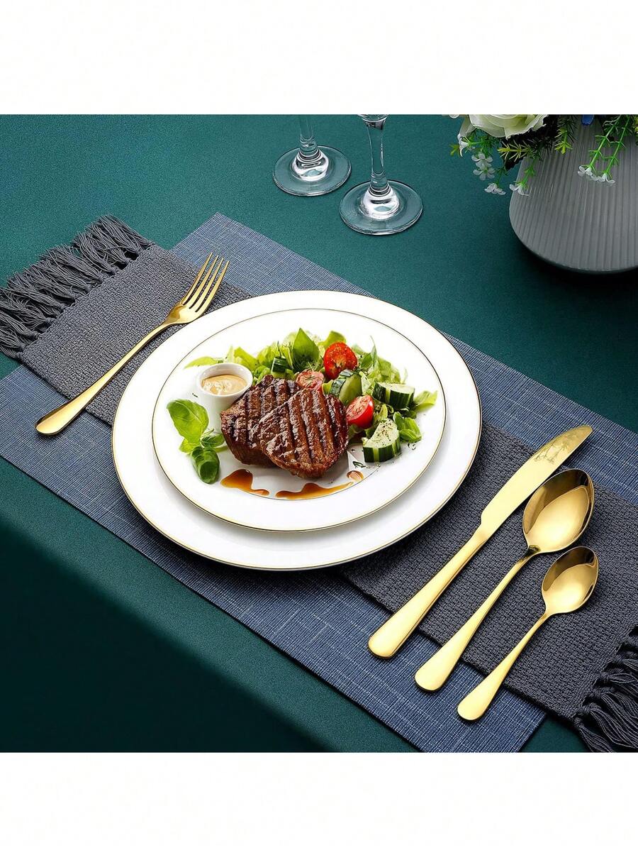 12/16/24pcs Set Stainless Steel Cutlery Set With Storage Box, Gift Box, Suitable For Home, Kitchen, Wedding, Party,Kitchen,Christmas Gift