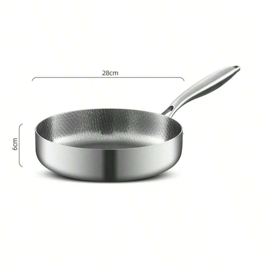 Non-Stick Titanium Coated Flat Bottom Pan, Heavy Duty Hammered Titanium Frying Pan For Home Use