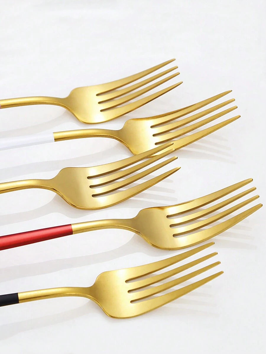 4/16/24/32/40pcs Portuguese Stainless Steel Knife Fork Spoon Steak Cutlery Set, Suitable For Kitchen, Restaurant, Hotel, Wedding, Party, Holiday Gift,School Supplies