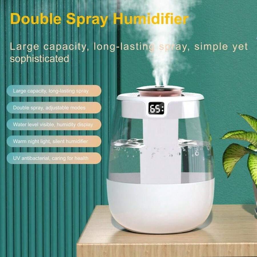 2.2L Large Capacity Humidifier USB Double Spray Humidifier Small Household Quiet Bedroom Student Dormitory Office Desktop Spray