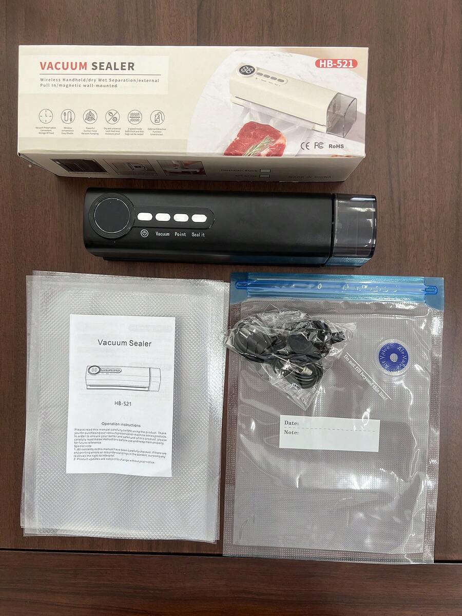 1pc 62KPa Wireless Vacuum Sealer, USB 1200mAh Rechargeable Automatic Airtight Food Vacuum Sealer With Magnetic Design, High Suction Vacuum Sealer - Easy Food Preservation, Extend Freshness - Wireless Design, Space-Saving, Convenient For Home Use