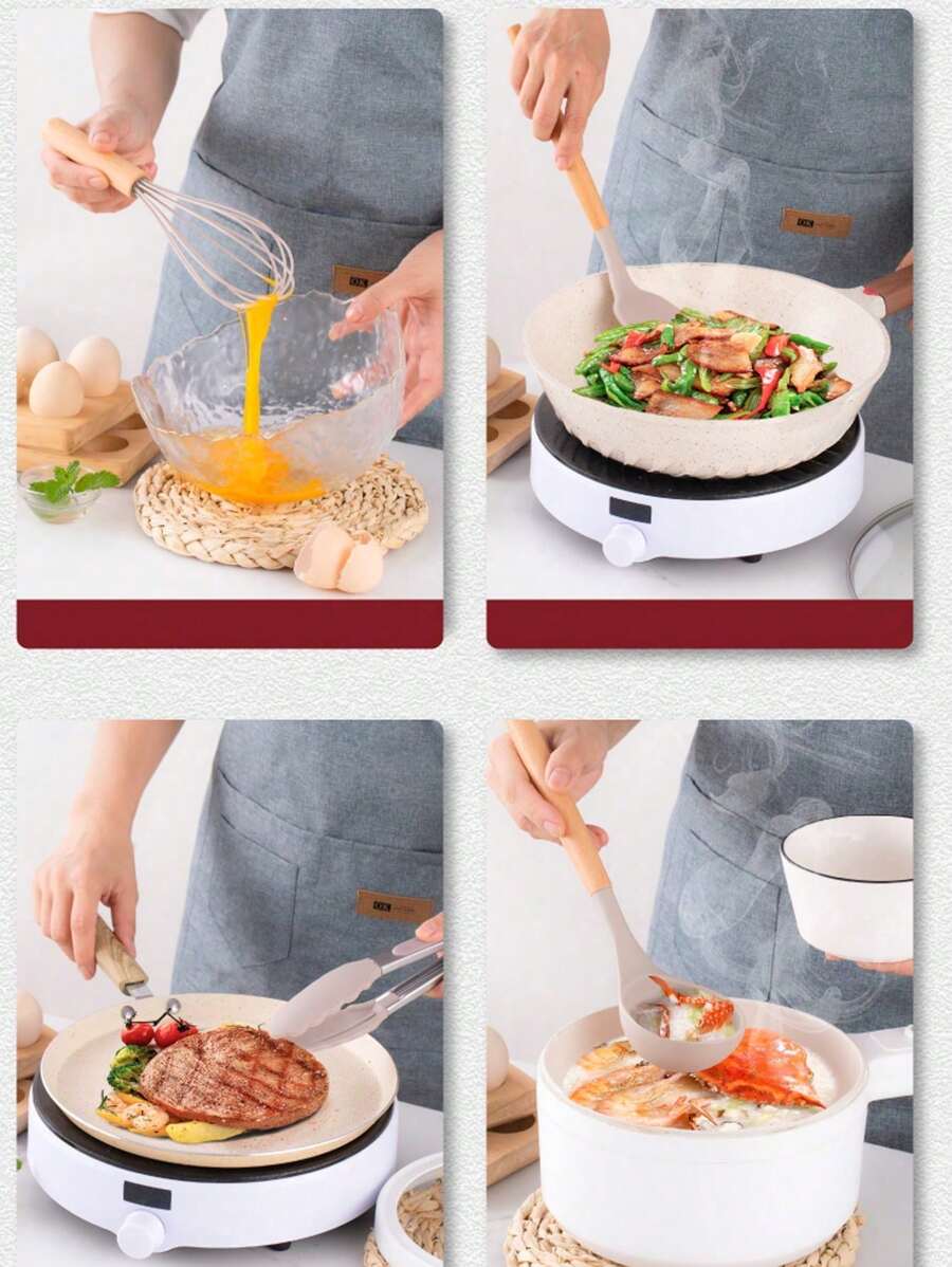 36pcs Silicone Kitchen Cooking Utensils, Heat-Resistant Cooking Utensils Set Of Wooden Handles, Non-Stick Kitchen Gadgets, Including Scraper Spoons, Pizza Knives, Kitchen Stuff Kitchen Accessories Home Kitchen Items