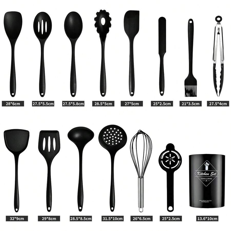 15pcs/Set Non-Stick Silicone Cookware Set, Heat Resistant Cooking Utensils Including Spatula, Ladle, High Temperature Silicone Kitchen Tools