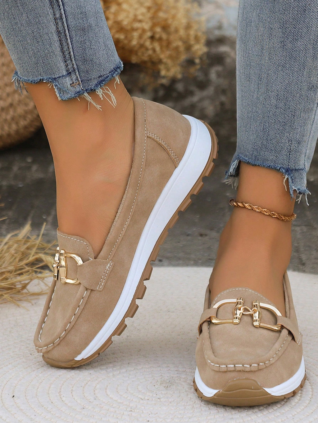 Women's Breathable Leather Loafers – Slip-On Comfort Wedge Shoes
