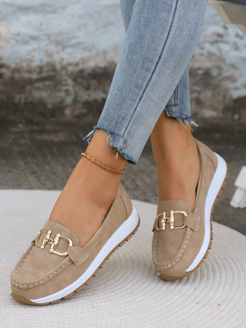 Women's Breathable Leather Loafers – Slip-On Comfort Wedge Shoes