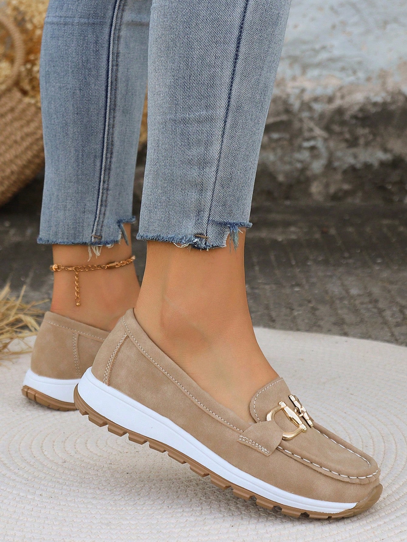 Women's Breathable Leather Loafers – Slip-On Comfort Wedge Shoes