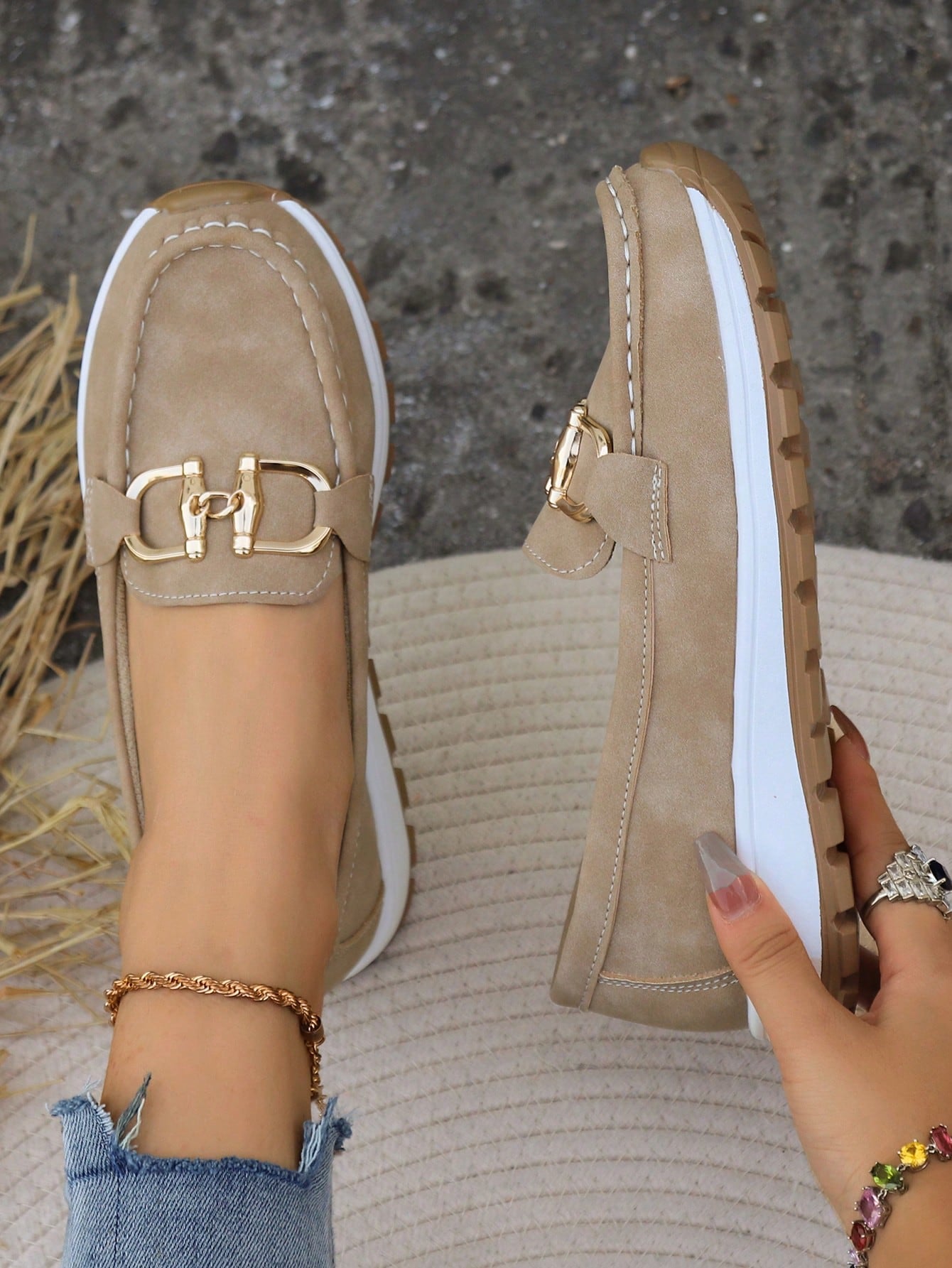 Women's Breathable Leather Loafers – Slip-On Comfort Wedge Shoes