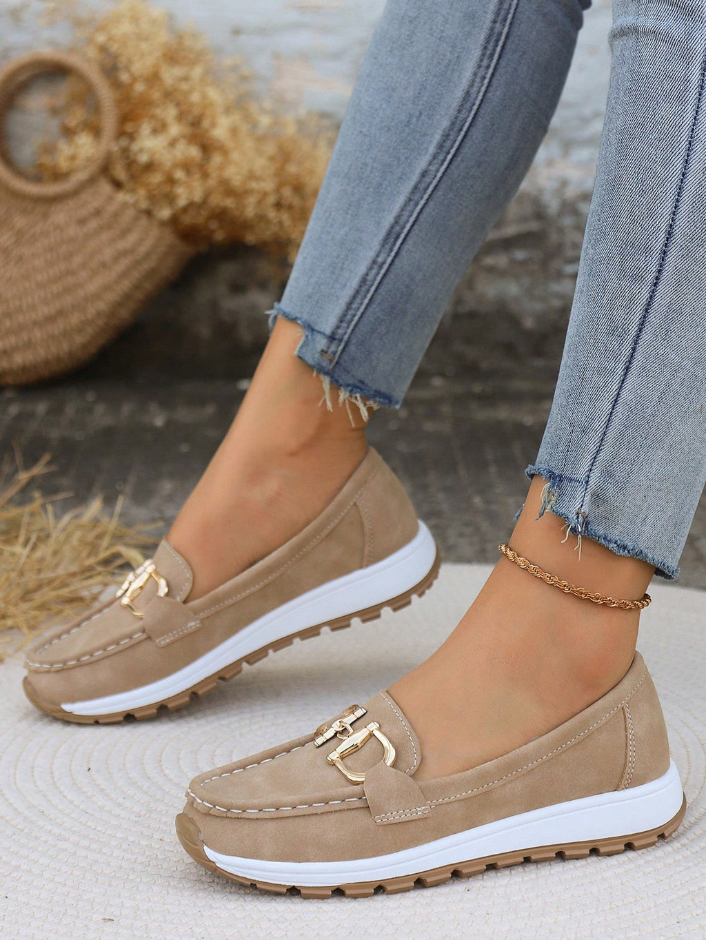 Women's Breathable Leather Loafers – Slip-On Comfort Wedge Shoes