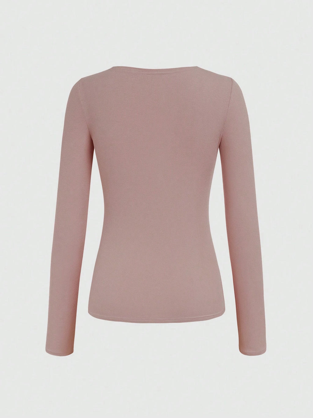 Women's Ribbed Button Long Sleeve Top – Slim Fit Casual Scoop Neck T-Shirt