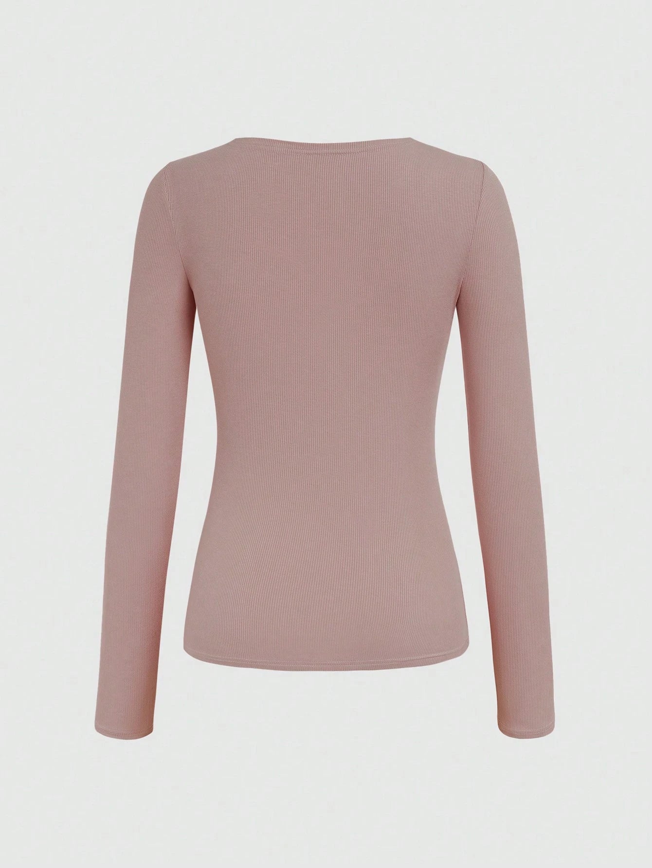Women's Ribbed Button Long Sleeve Top – Slim Fit Casual Scoop Neck T-Shirt