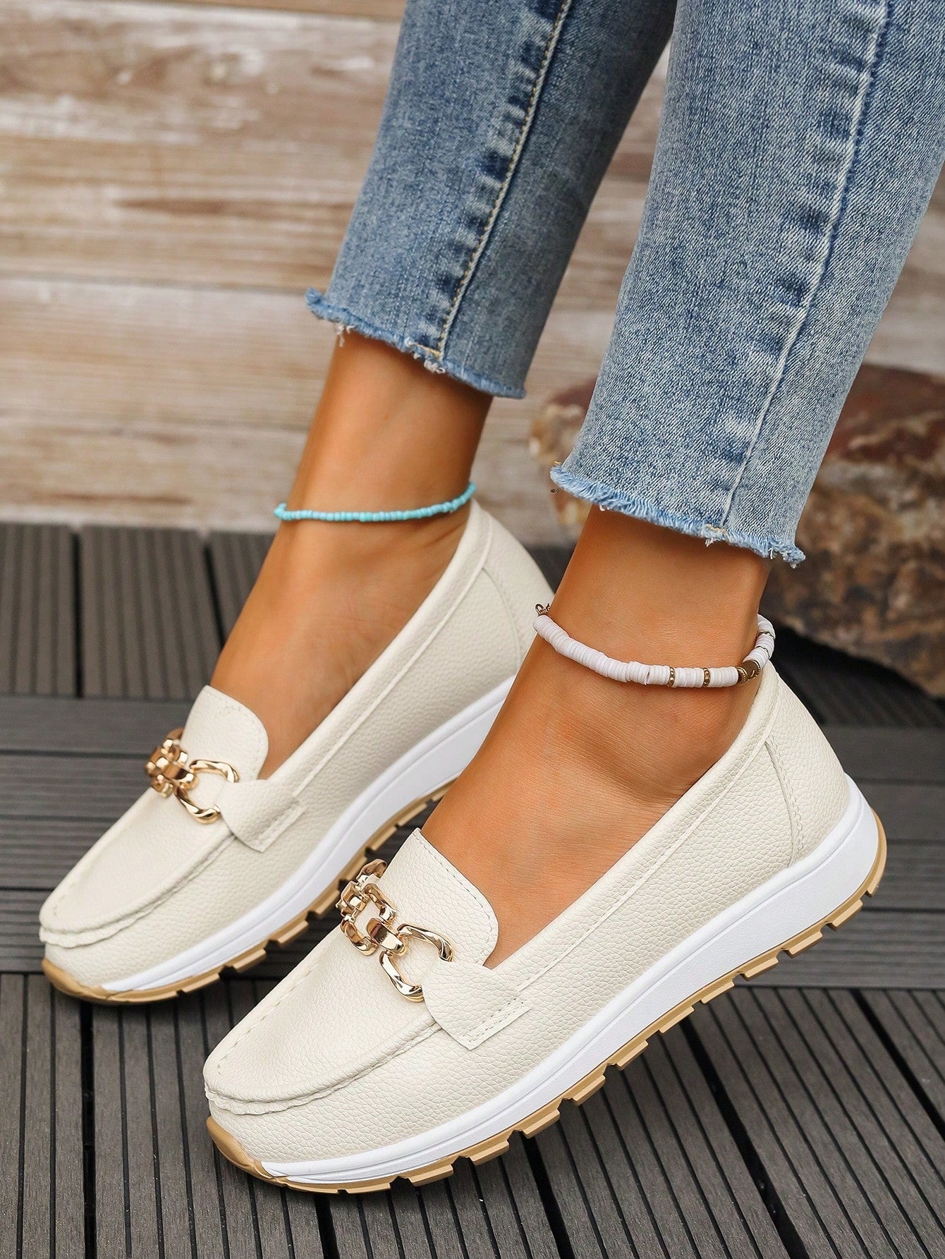 Women's Breathable Leather Loafers – Slip-On Comfort Wedge Shoes