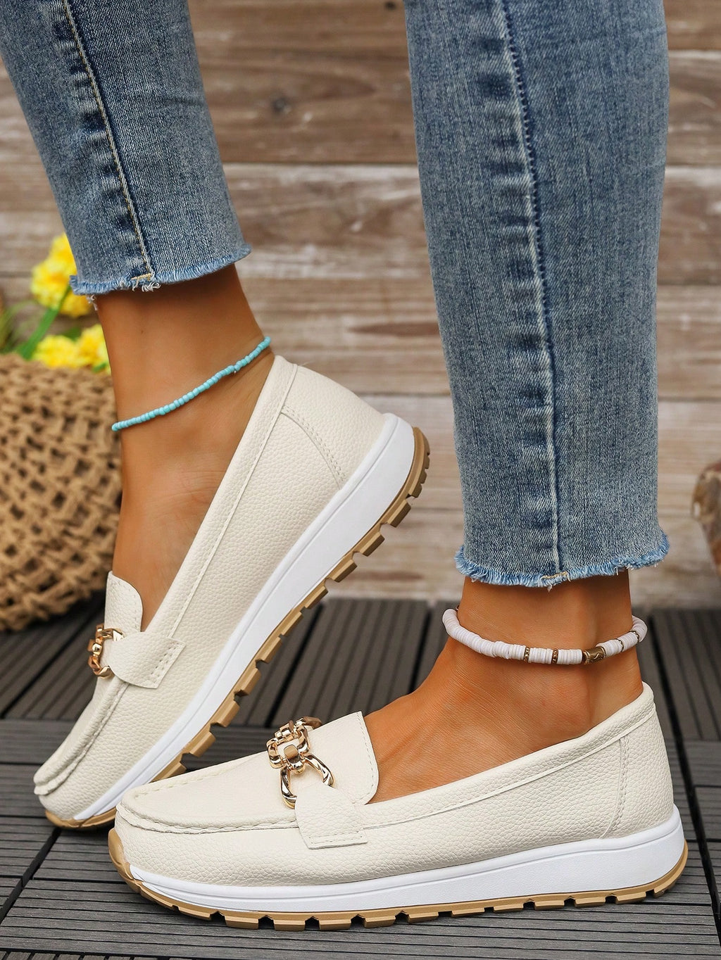 Women's Breathable Leather Loafers – Slip-On Comfort Wedge Shoes
