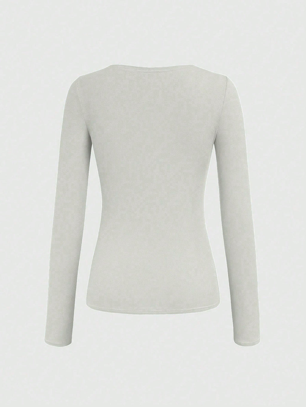 Women's Ribbed Button Long Sleeve Top – Slim Fit Casual Scoop Neck T-Shirt