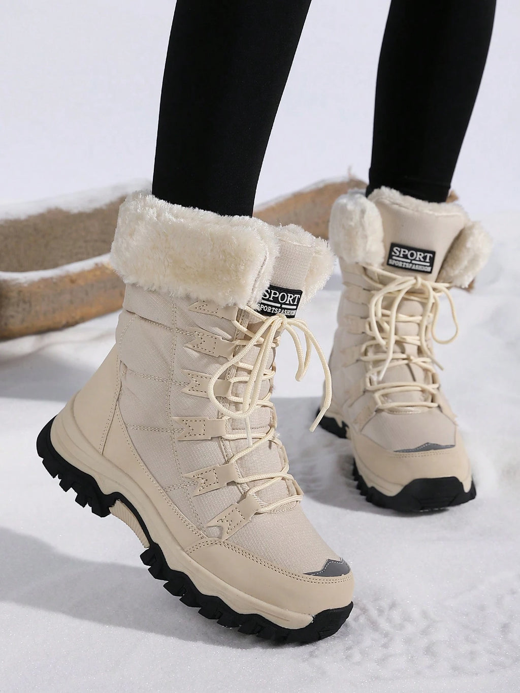 Women's Warm Snow Boots – Anti-Slip Mid-Calf Winter Hiking Boots
