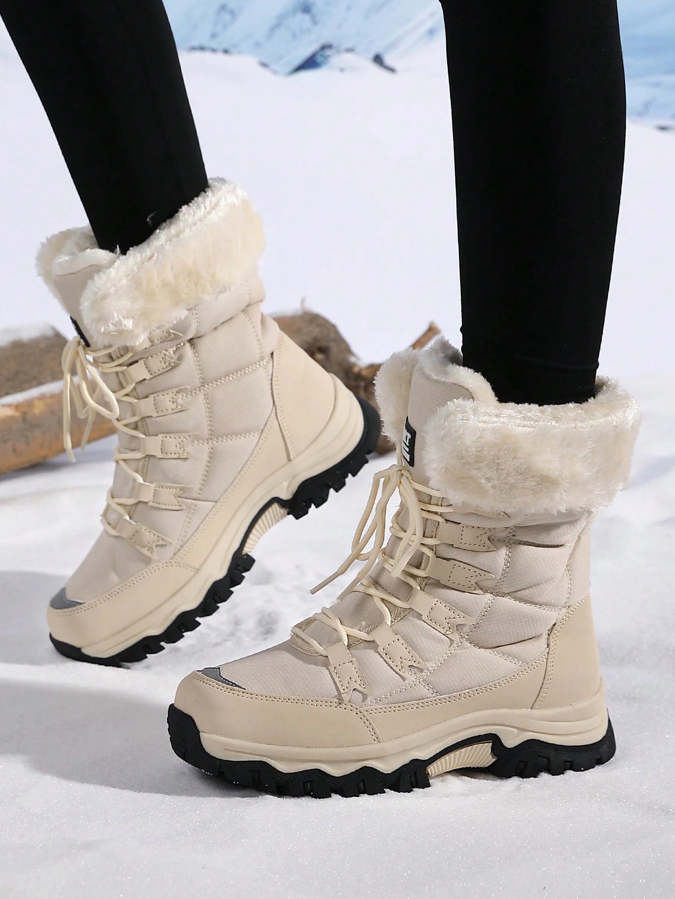 Women's Warm Snow Boots – Anti-Slip Mid-Calf Winter Hiking Boots
