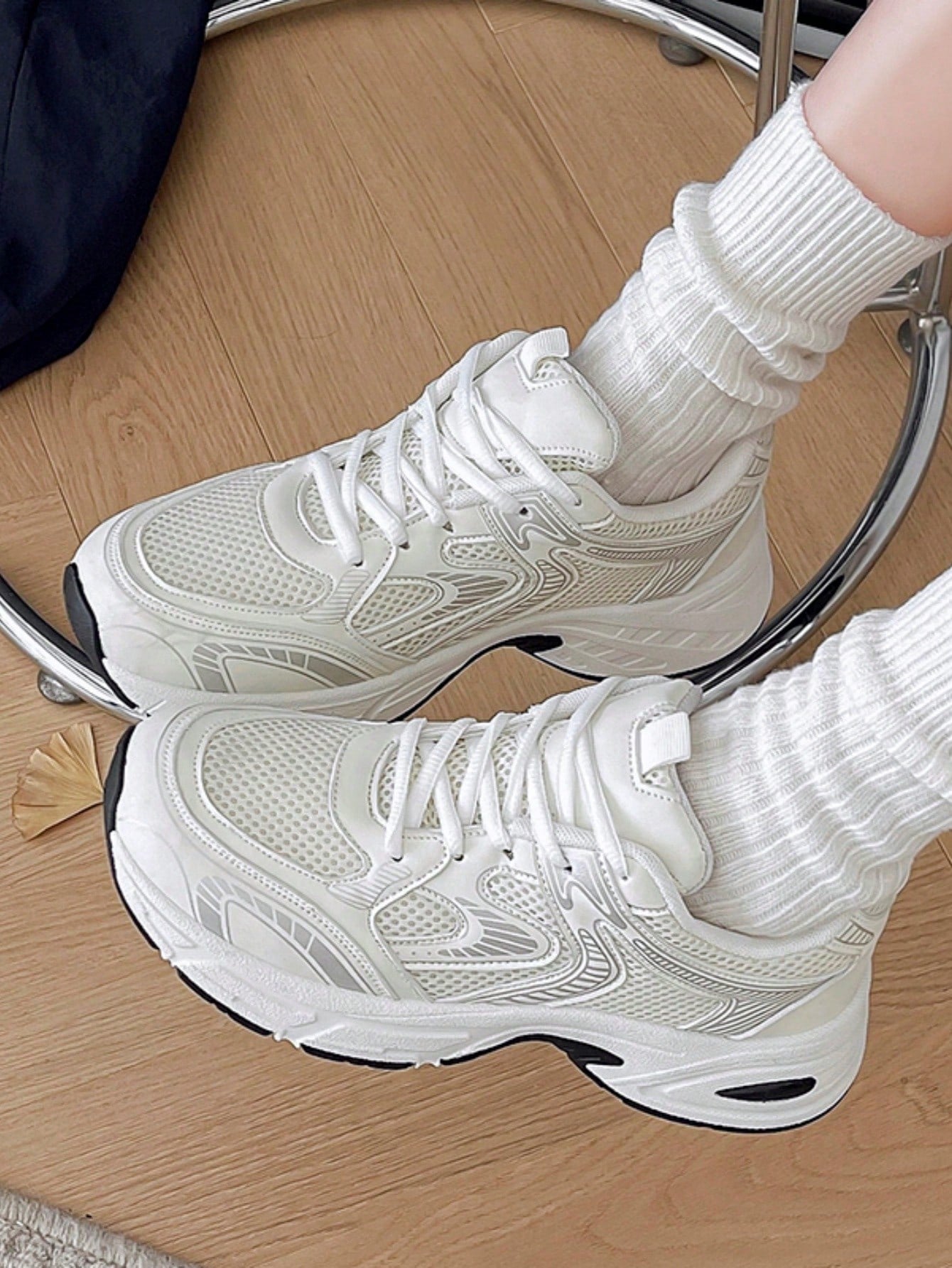 Women's Chunky Sneakers – Breathable Lace-Up Casual Walking Shoes