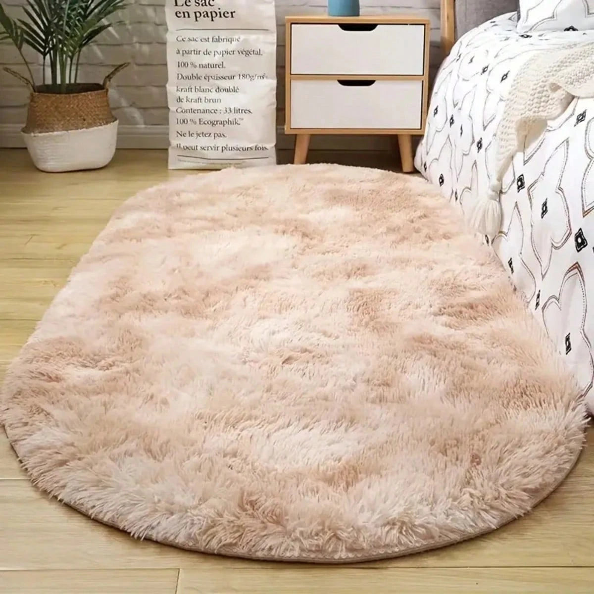 Tie-Dye Oval Plush Area Rug – Soft Thickened Carpet for Bedroom & Living Room
