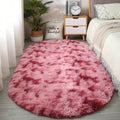 Tie-Dye Oval Plush Area Rug – Soft Thickened Carpet for Bedroom & Living Room