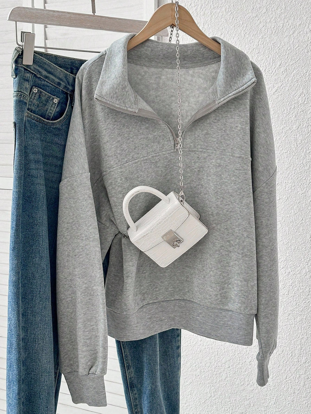 Women's Oversized Half-Zip Hoodie Pullover – Casual Loose Fit Fall Sweatshirt