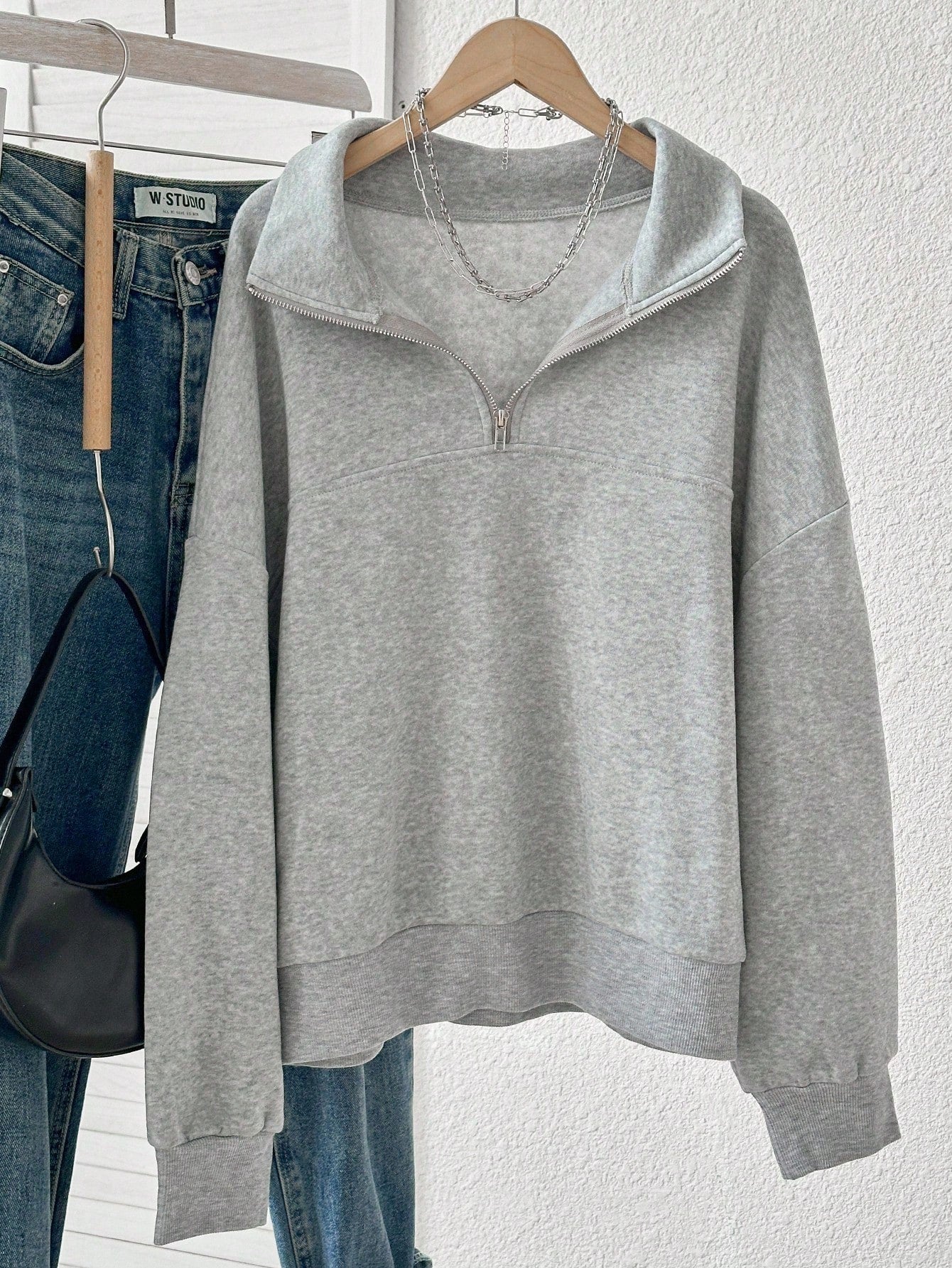 Women's Oversized Half-Zip Hoodie Pullover – Casual Loose Fit Fall Sweatshirt