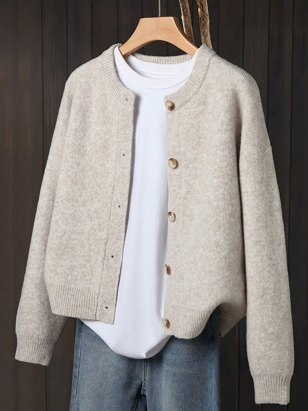 Women's Soft Knit Button Cardigan – Loose Fit Long Sleeve Sweater Jacket