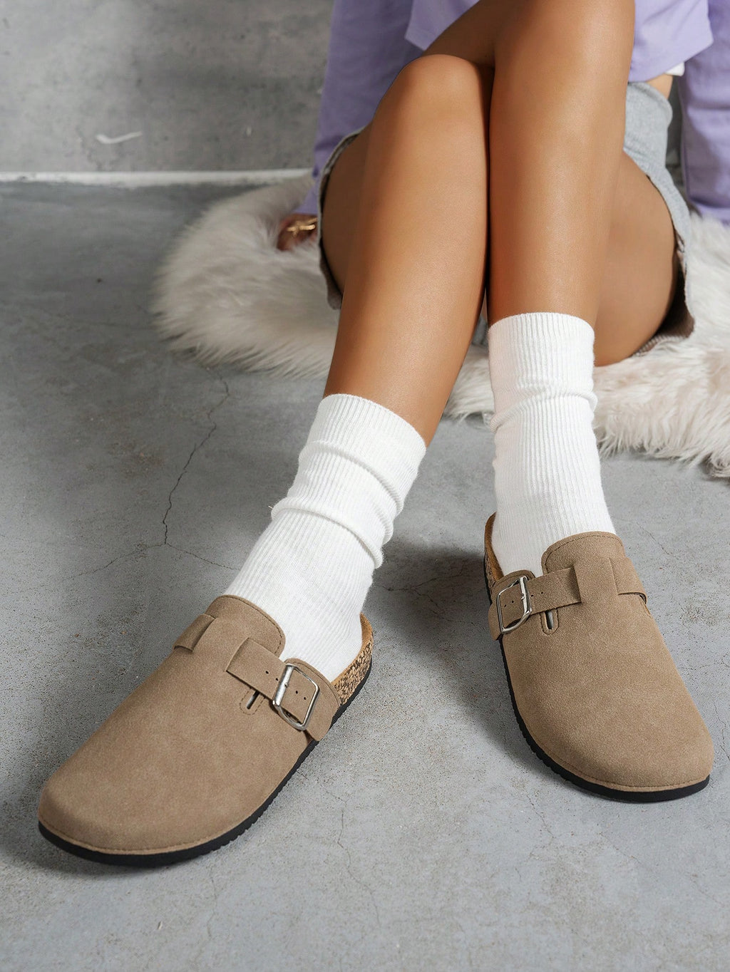 Women's Suede Mule Slippers – Cozy Slip-On Clogs with Optional Fleece Lining