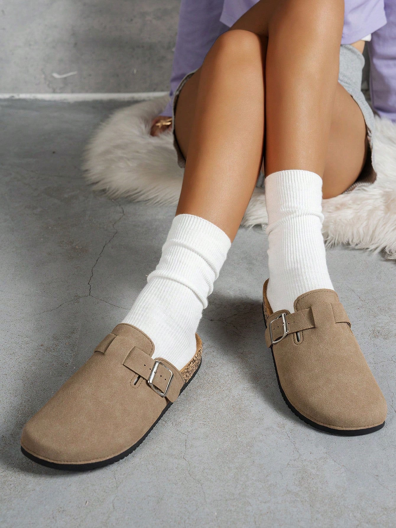 Women's Suede Mule Slippers – Cozy Slip-On Clogs with Optional Fleece Lining