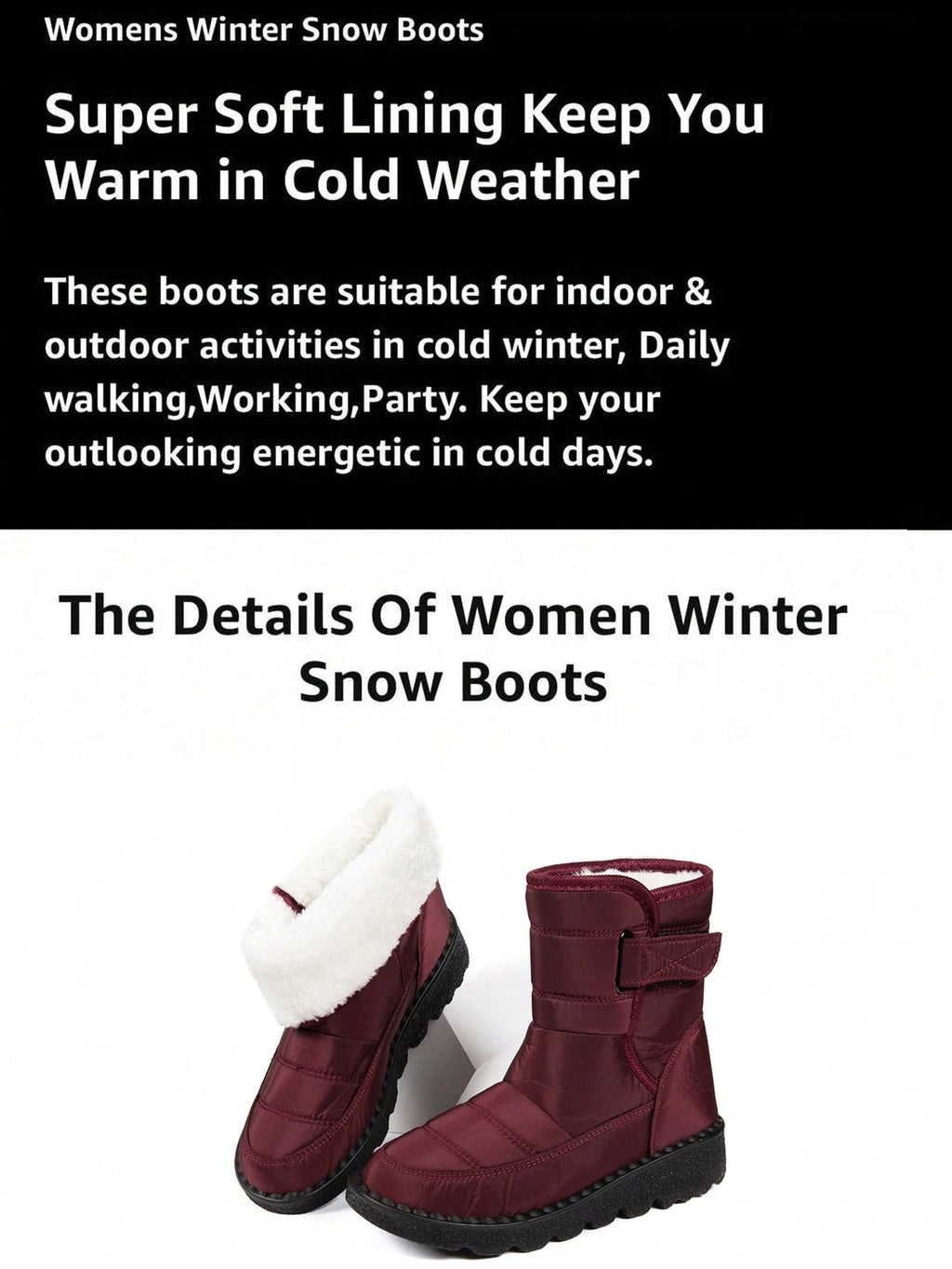 Women's Warm Mid-Calf Snow Boots – Anti-Slip Winter Outdoor Boots