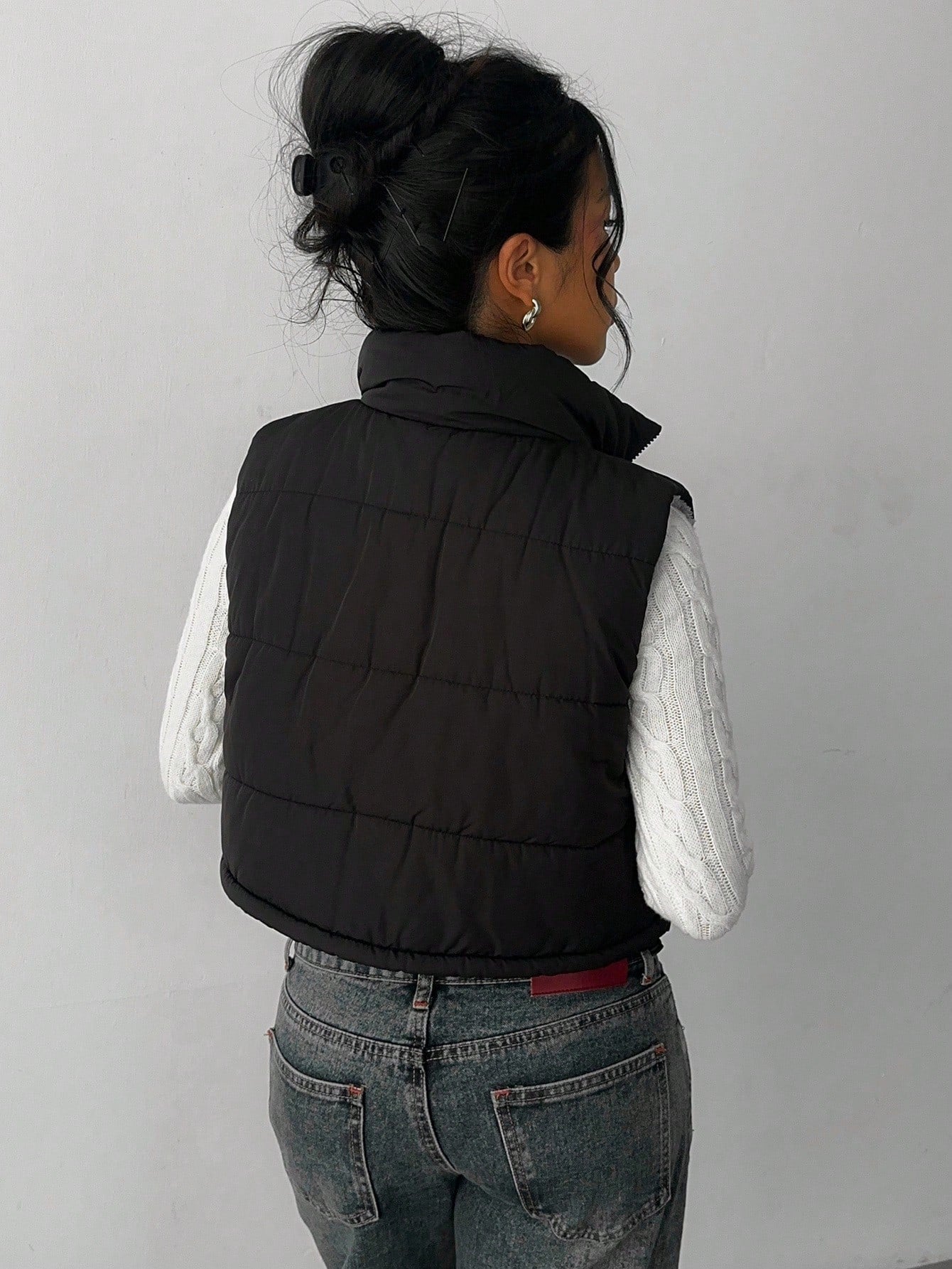 Women's Reversible Puffer Vest – Casual Zip-Up Sleeveless Winter Jacket