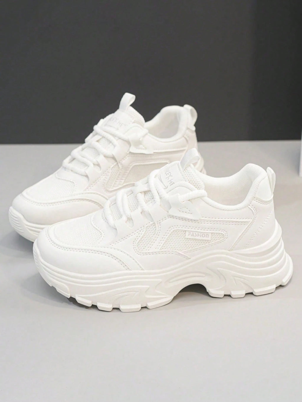 Women's Hidden Wedge Sneakers – Chunky Platform Lace-Up Casual Shoes