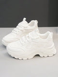 Women's Hidden Wedge Sneakers – Chunky Platform Lace-Up Casual Shoes
