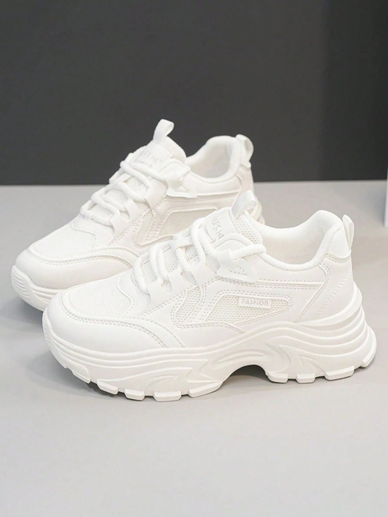 Women's Hidden Wedge Sneakers – Chunky Platform Lace-Up Casual Shoes