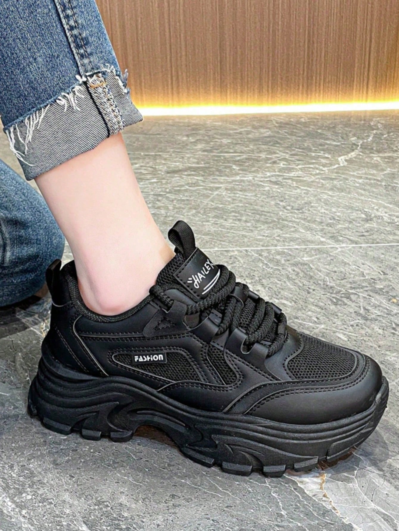 Women's Hidden Wedge Sneakers – Chunky Platform Lace-Up Casual Shoes