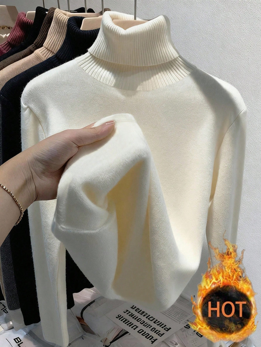 Women's Thermal Lined High Neck Top – Slim Fit Long Sleeve Pullover