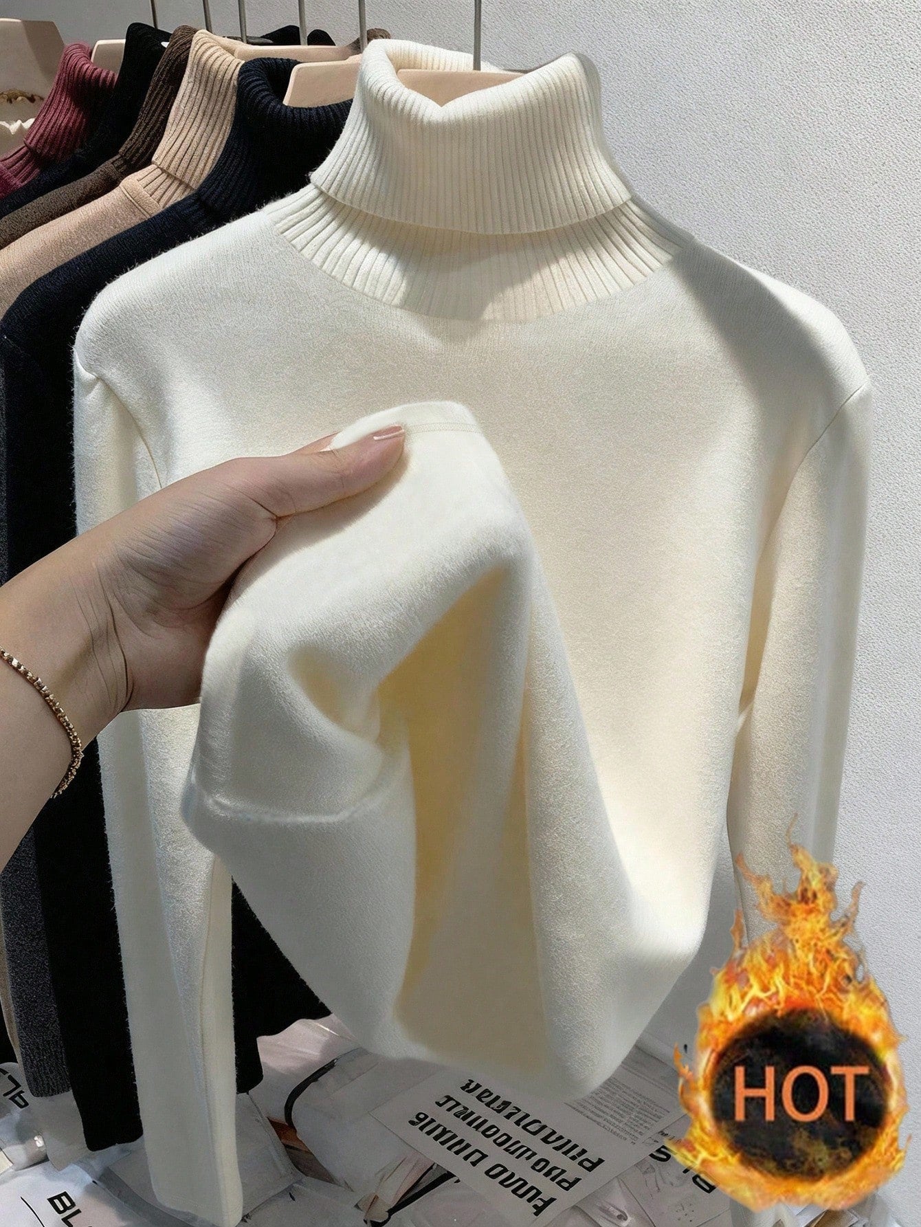 Women's Thermal Lined High Neck Top – Slim Fit Long Sleeve Pullover