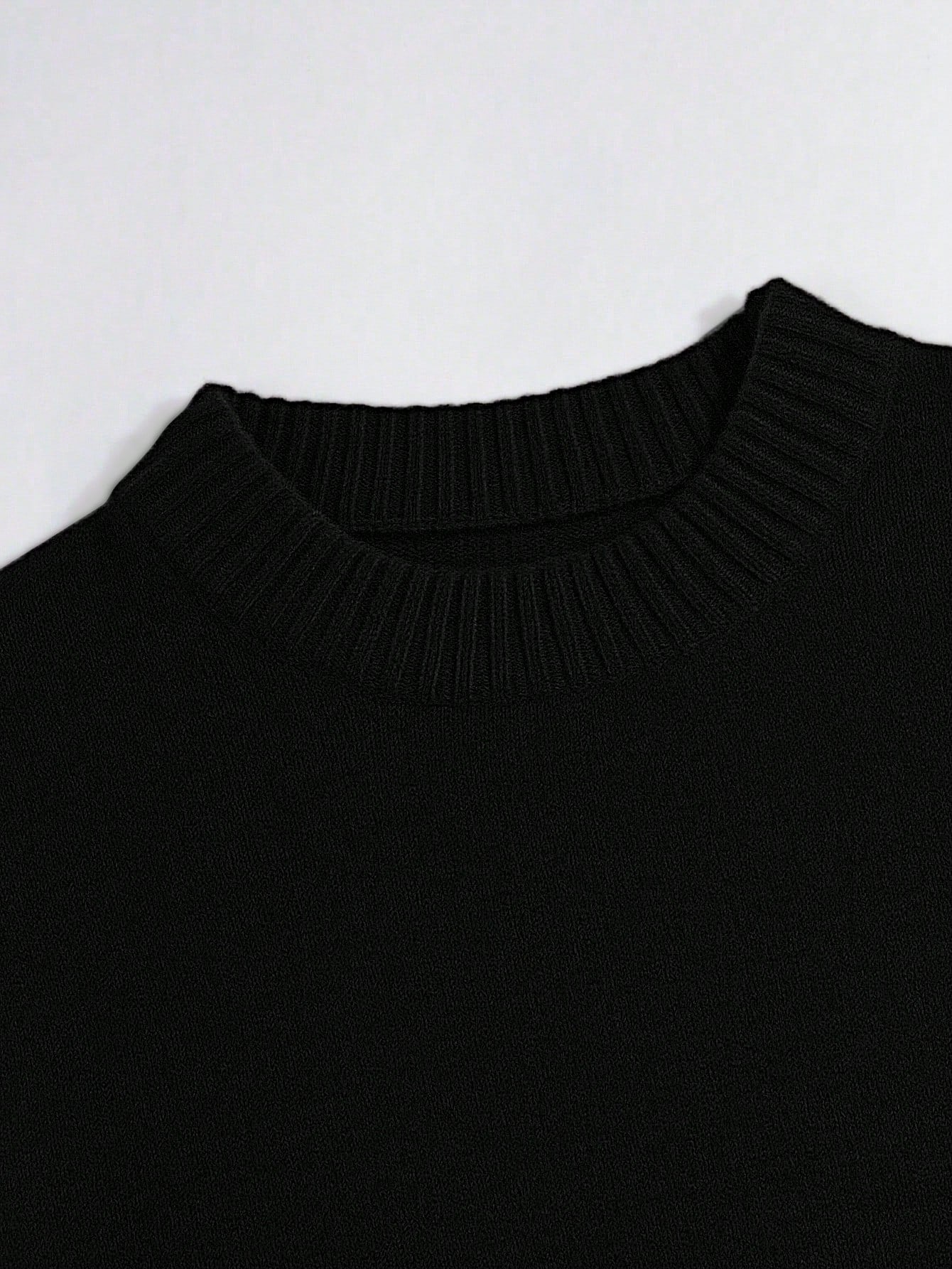Women's Loose Knit Sweater – Casual Drop Shoulder Stand Collar Pullover