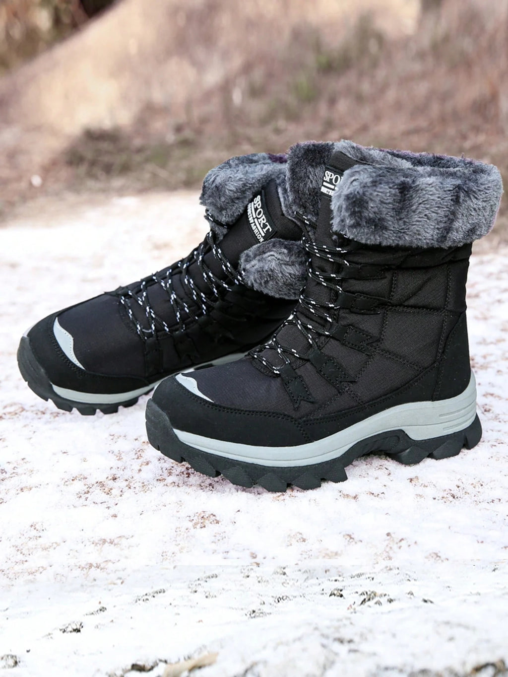 Women's Warm Snow Boots – Anti-Slip Mid-Calf Winter Hiking Boots