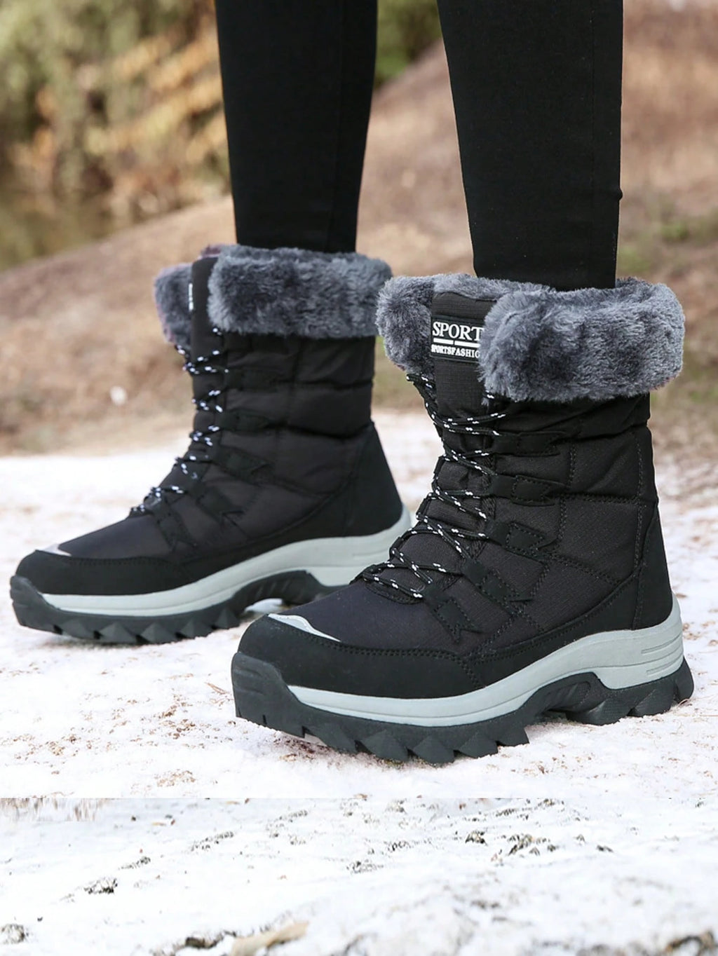 Women's Warm Snow Boots – Anti-Slip Mid-Calf Winter Hiking Boots