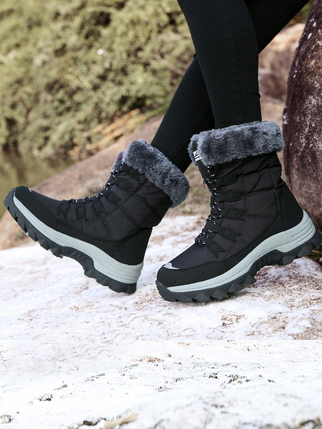 Women's Warm Snow Boots – Anti-Slip Mid-Calf Winter Hiking Boots
