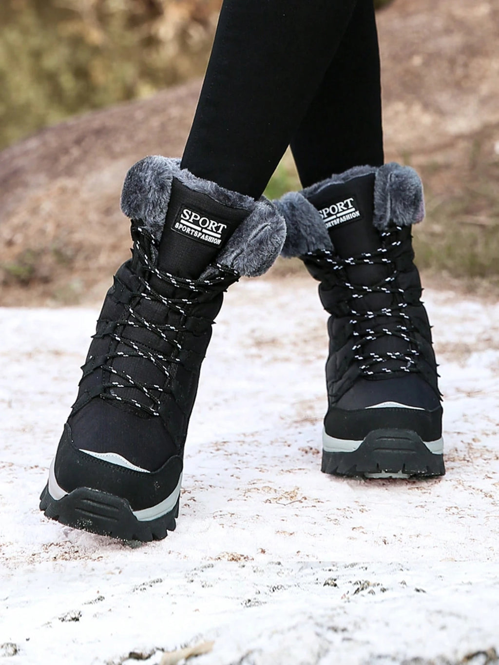 Women's Warm Snow Boots – Anti-Slip Mid-Calf Winter Hiking Boots