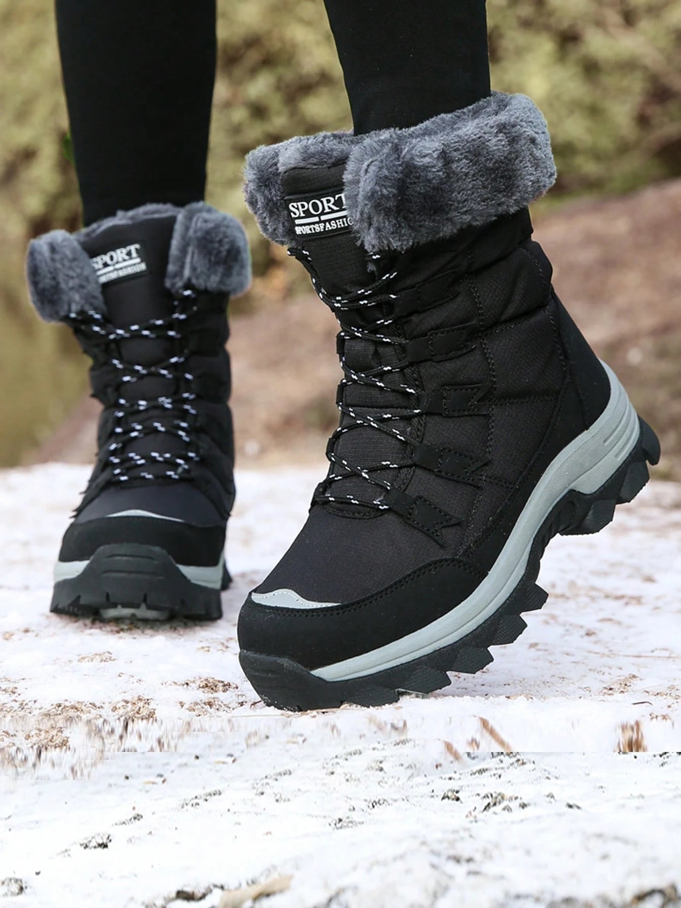Women's Warm Snow Boots – Anti-Slip Mid-Calf Winter Hiking Boots