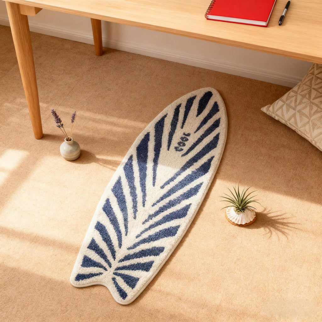Surfboard Shaped Area Rug – Soft Non-Slip Decorative Carpet for Bedroom & Living Room