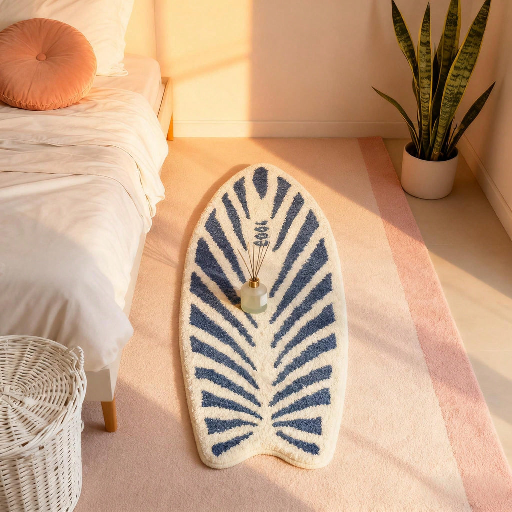 Surfboard Shaped Area Rug – Soft Non-Slip Decorative Carpet for Bedroom & Living Room