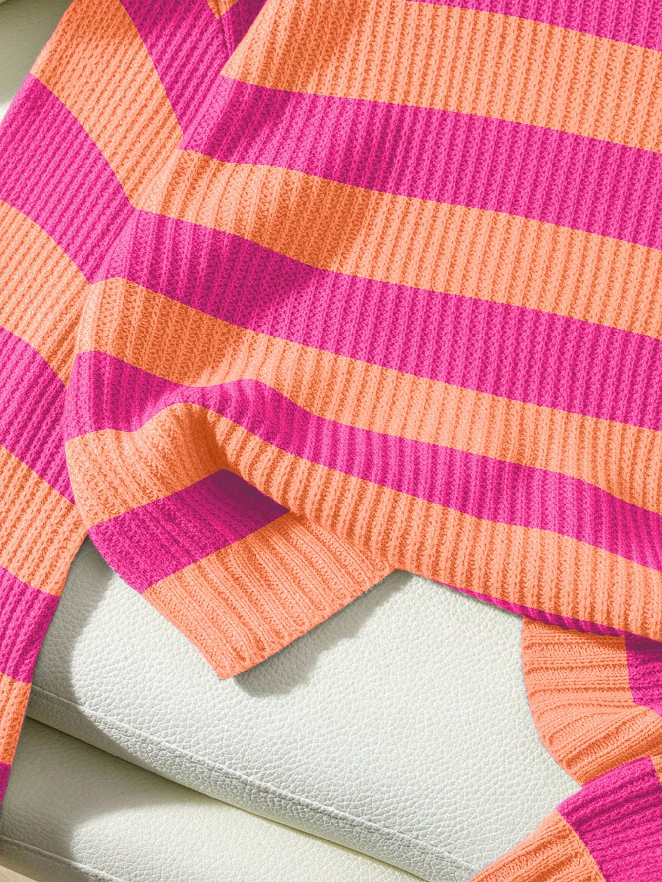 Women's Striped Knit Sweater – Casual Drop Shoulder Long Sleeve Pullover