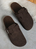 Women's Suede Mule Slippers – Cozy Slip-On Clogs with Optional Fleece Lining