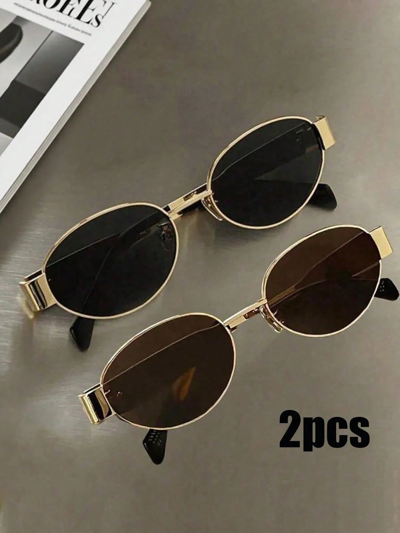 2-Pack Vintage Oval Metal Frame Glasses – Unisex Retro Fashion Eyewear