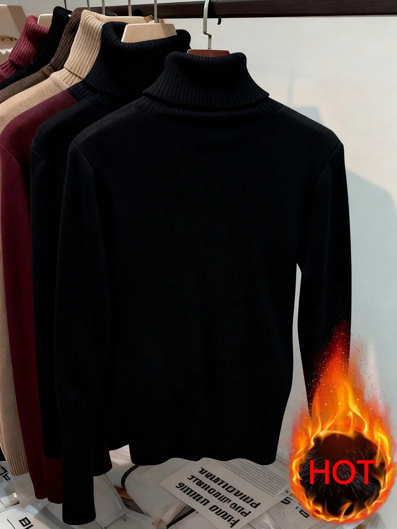 Women's Thermal High Neck Knit Sweater – Slim Fit Seamless Pullover