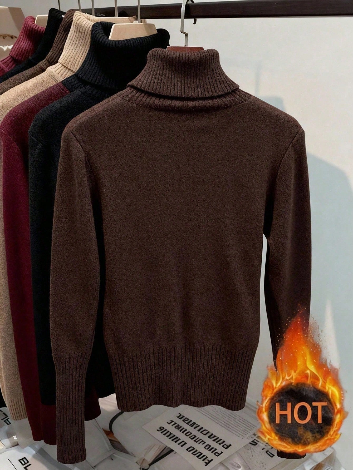 Women's Thermal High Neck Knit Sweater – Slim Fit Seamless Pullover